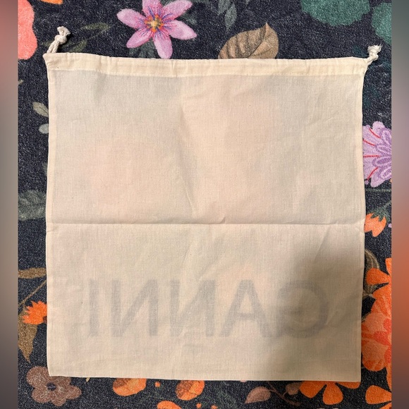 New GANNI dust bag large for shoes or purse cream black canvas travel tote - Picture 5 of 5